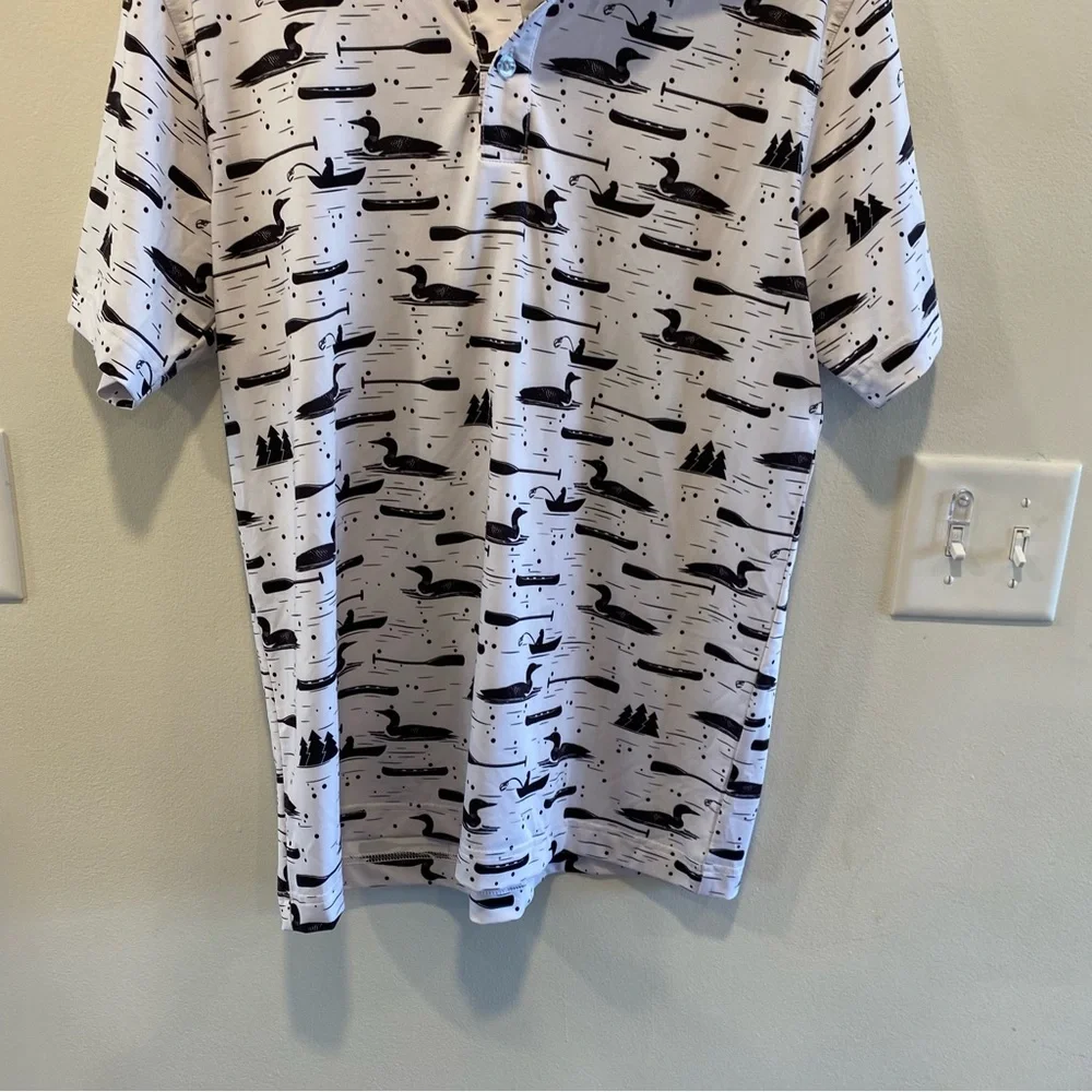 Waggle loon lake polo men’s medium short sleeve golf performance breathable soft - Picture 3 of 8